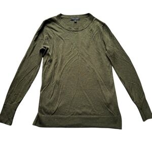 Banana Republic Olive Green Metallic Luxe Gold Thread Wool Sweater Small Subtle